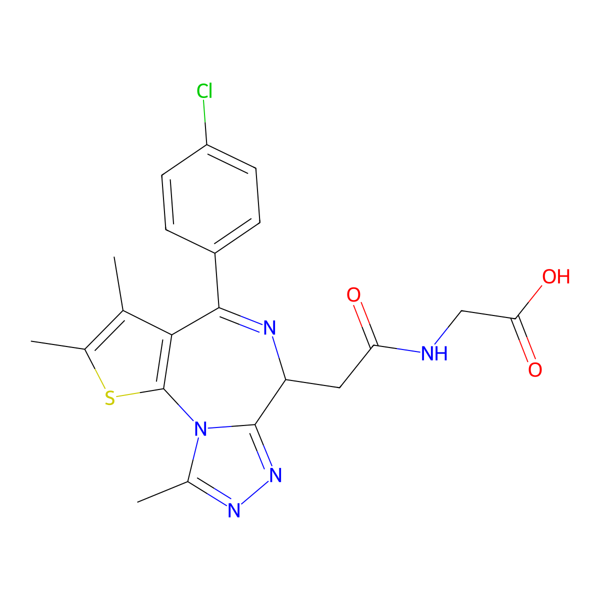 2-{2-[(9S)-7-(4-chlorophenyl)-4,5,13-trimethyl-3-thia-1,8,11,12-tetraazatricyclo[8.3.0.0,2,6]trideca-2(6),4,7,10,12-pentaen-9-yl]acetamido}acetic acid molecular structure, CAS 2715988-01-3