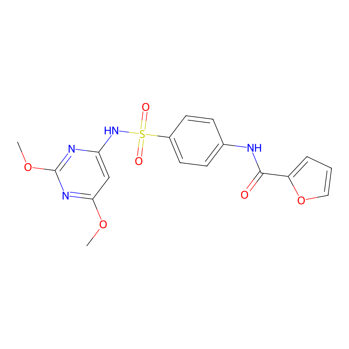 N-{4-[(2,6-dimethoxypyrimidin-4-yl)sulfamoyl]phenyl}furan-2-carboxamide molecular structure, CAS 27161-13-3
