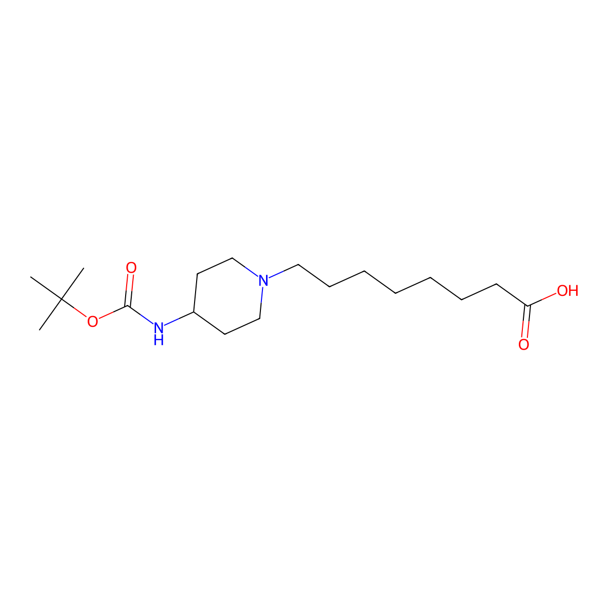 8-(4-{[(Tert-butoxy)carbonyl]amino}piperidin-1-yl)octanoic acid molecular structure, CAS 2716121-33-2