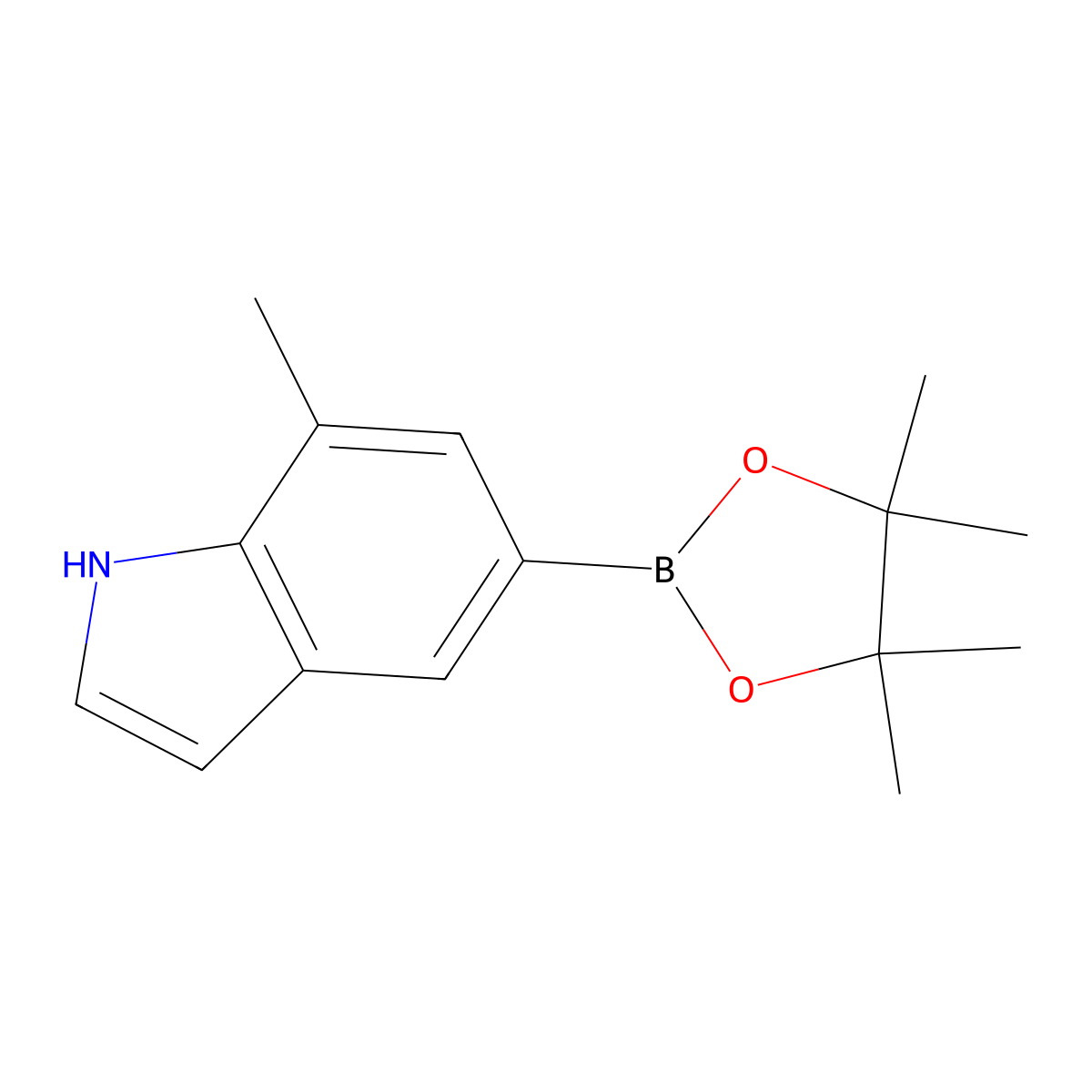 7-Methyl-5-(4,4,5,5-tetramethyl-1,3,2-dioxaborolan-2-YL)-1H-indole molecular structure, CAS 2716176-07-5