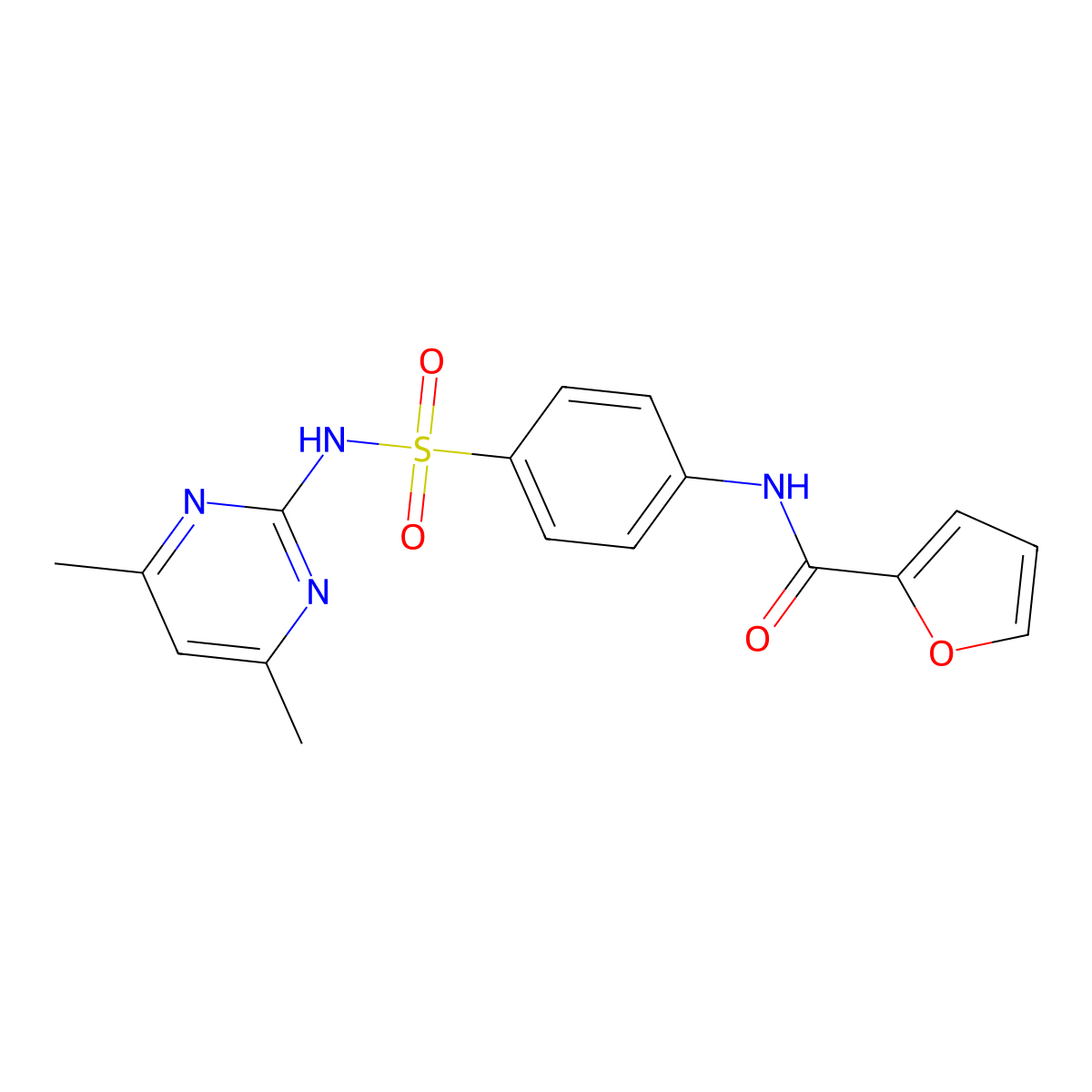 N-(4-{[(4,6-dimethyl-2-pyrimidinyl)amino]sulfonyl}phenyl)-2-furamide molecular structure, CAS 27164-92-7