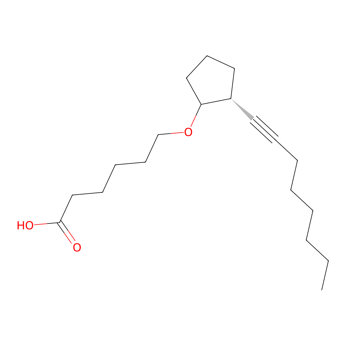 (1S-trans)-6-((2-(1-Octynyl)cyclopentyl)oxy)hexanoic acid molecular structure, CAS 27166-04-7