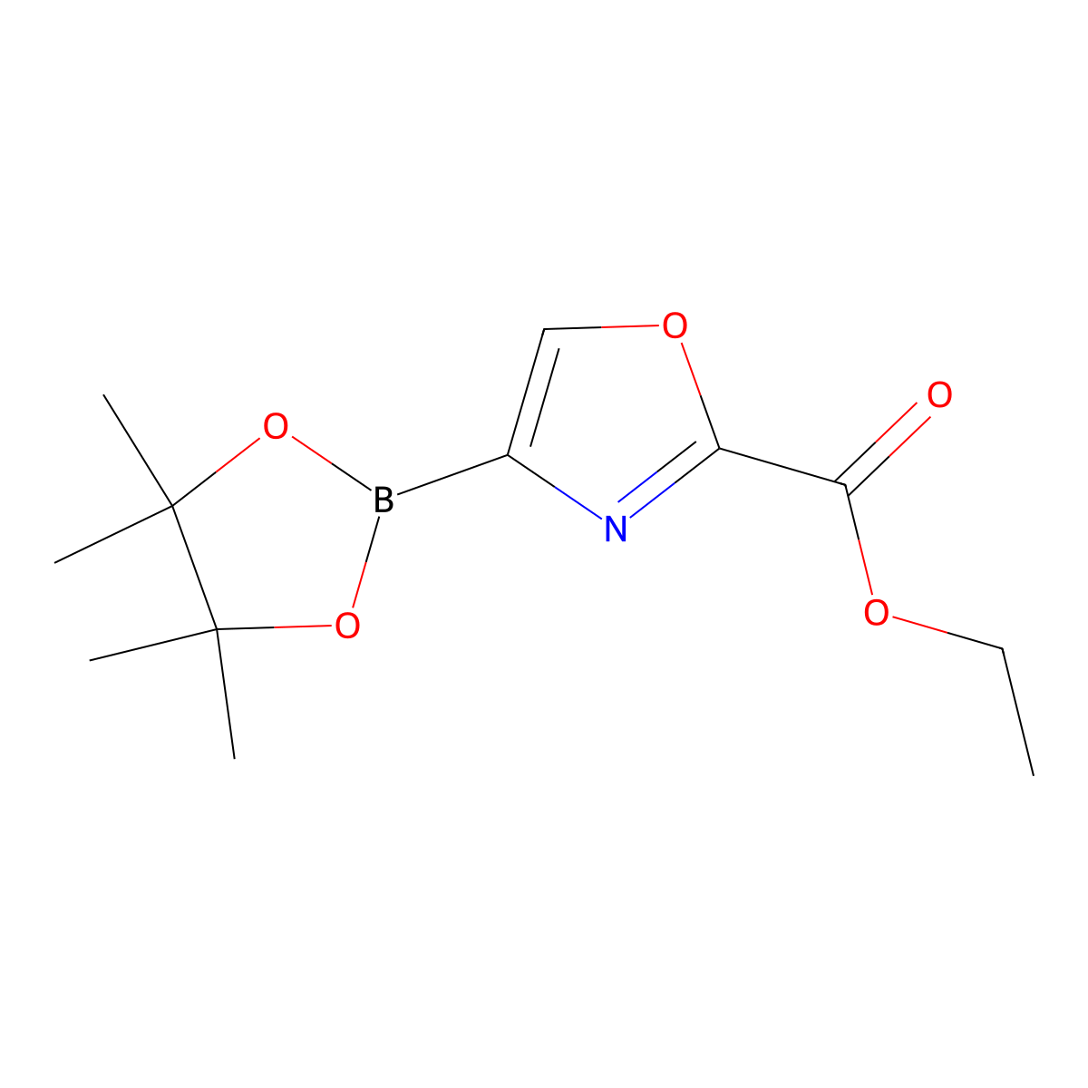 Ethyl 4-(4,4,5,5-tetramethyl-1,3,2-dioxaborolan-2-yl)oxazole-2-carboxylate molecular structure, CAS 2716848-85-8