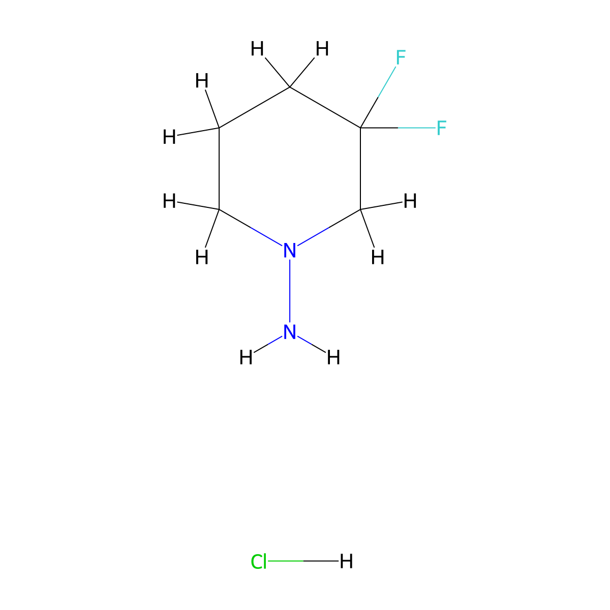 3,3-Difluoro-piperidin-1-ylamine HCl molecular structure, CAS 2716848-96-1