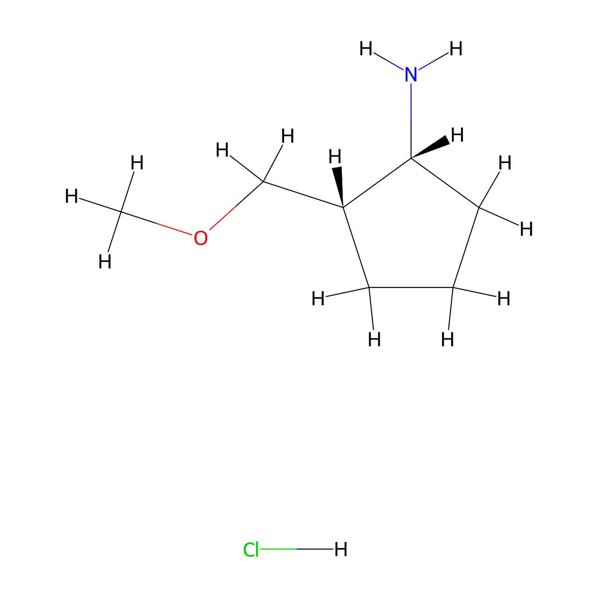 rac-(1R,2S)-2-(methoxymethyl)cyclopentan-1-amine hydrochloride molecular structure, CAS 2716849-07-7