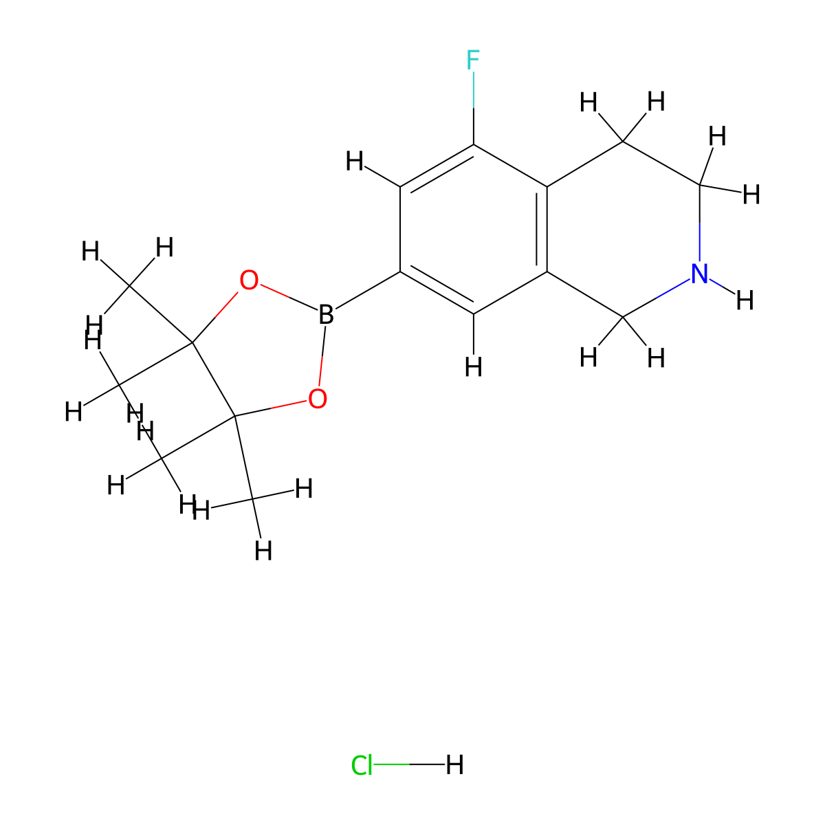 5-Fluoro-7-(4,4,5,5-tetramethyl-[1,3,2]dioxaborolan-2-yl)-1,2,3,4-tetrahydro-isoquinoline hydrochloride molecular structure, CAS 2716849-11-3