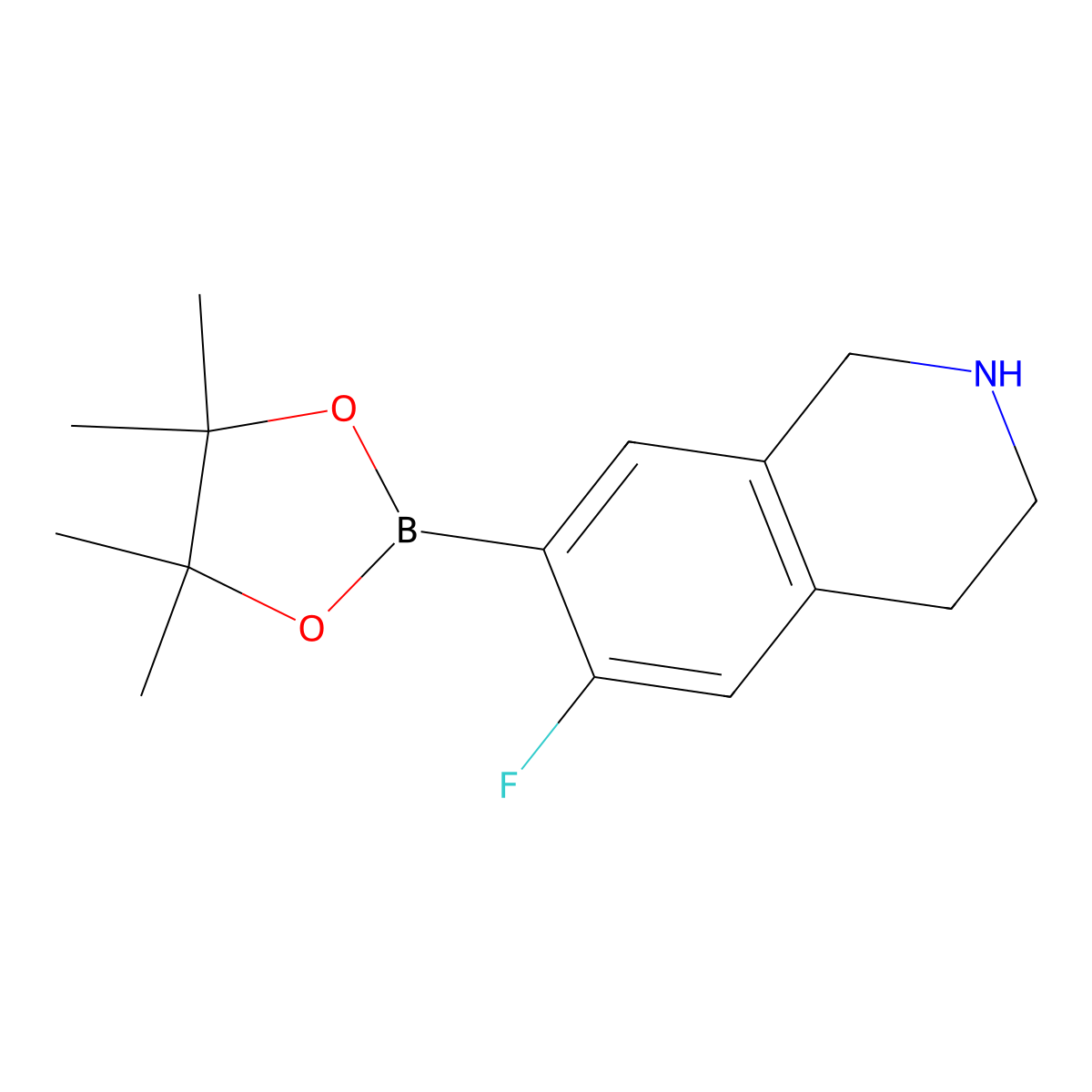6-Fluoro-7-(4,4,5,5-tetramethyl-1,3,2-dioxaborolan-2-yl)-1,2,3,4-tetrahydroisoquinoline molecular structure, CAS 2716849-12-4
