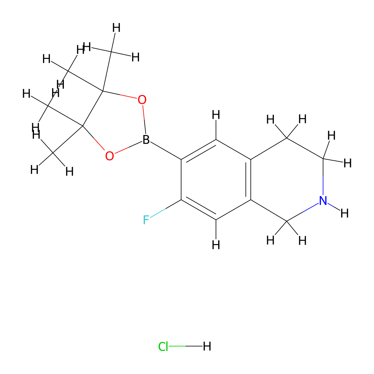 7-Fluoro-6-(4,4,5,5-tetramethyl-[1,3,2]dioxaborolan-2-yl)-1,2,3,4-tetrahydro-isoquinoline hydrochloride molecular structure, CAS 2716849-14-6