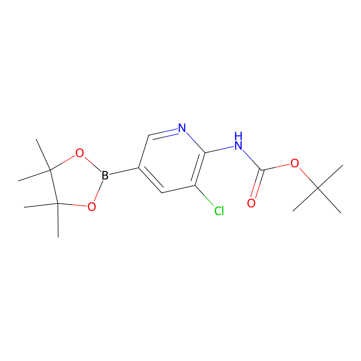 2-Boc-amino-3-chloropyridine-5-boronic acid pinacol ester molecular structure, CAS 2716849-15-7