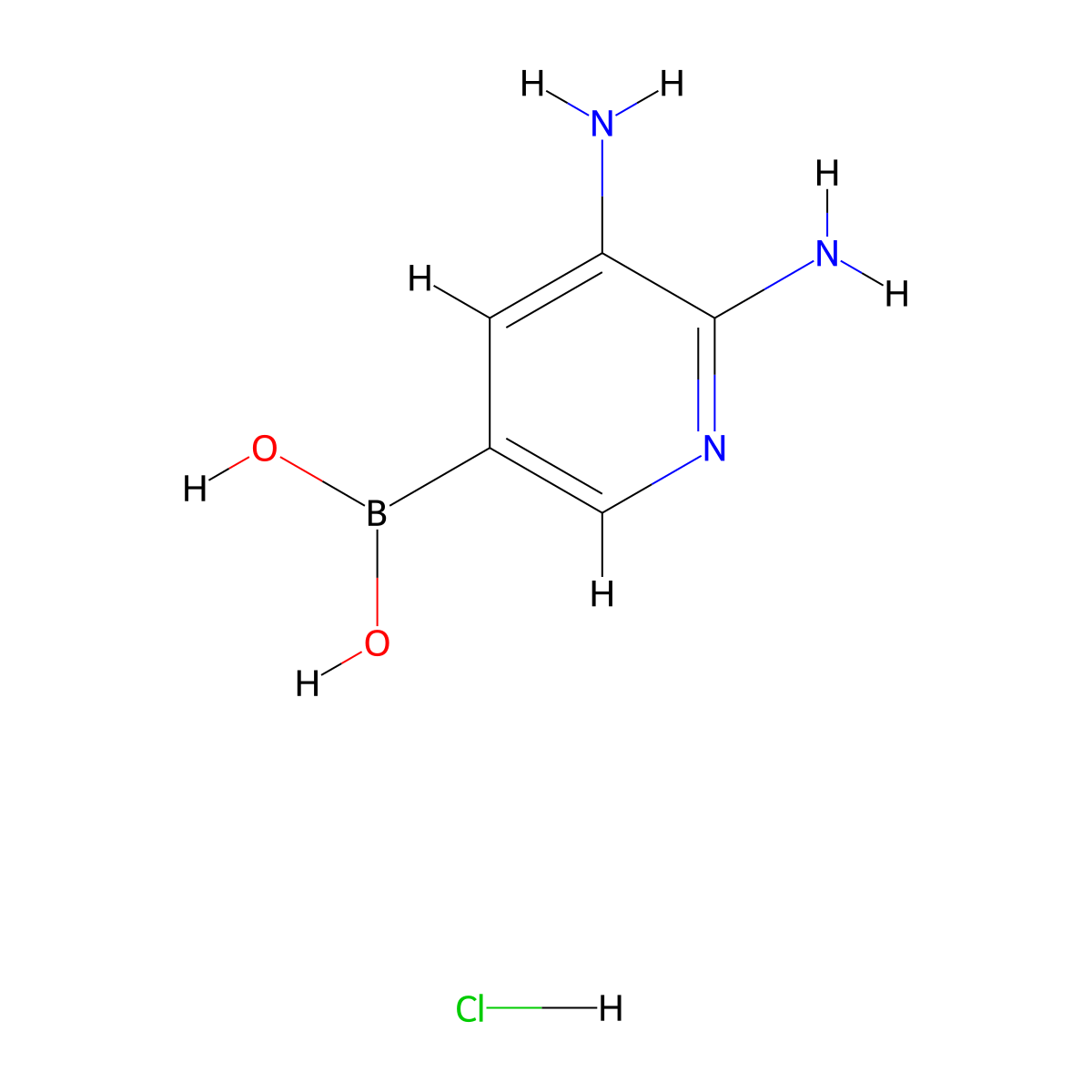 (5,6-Diaminopyridin-3-yl)boronic acid hydrochloride molecular structure, CAS 2716849-17-9