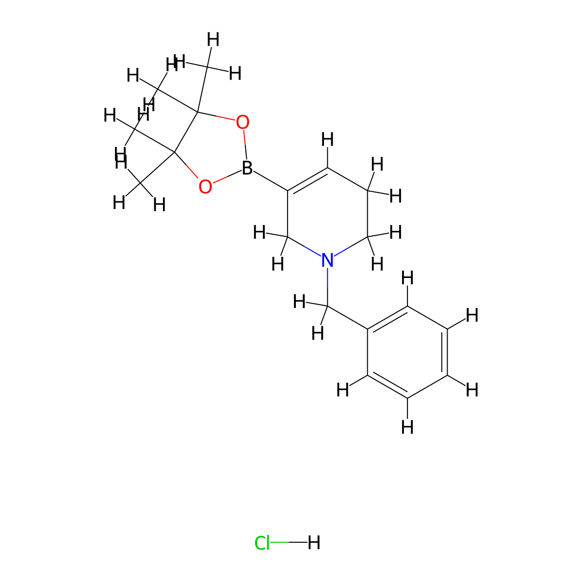 [1-Benzyl-1,2,5,6-tetrahydropyridine-3-yl]boronic acid pinacol ester hydrochloride molecular structure, CAS 2716849-21-5