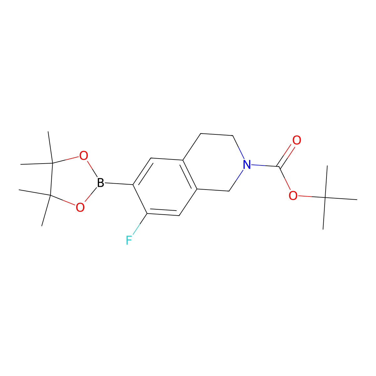 7-Fluoro-6-(4,4,5,5-tetramethyl-[1,3,2]dioxaborolan-2-yl)-3,4-dihydro-1H-isoquinoline-2-carboxylic acid tert-butyl e molecular structure, CAS 2716849-29-3