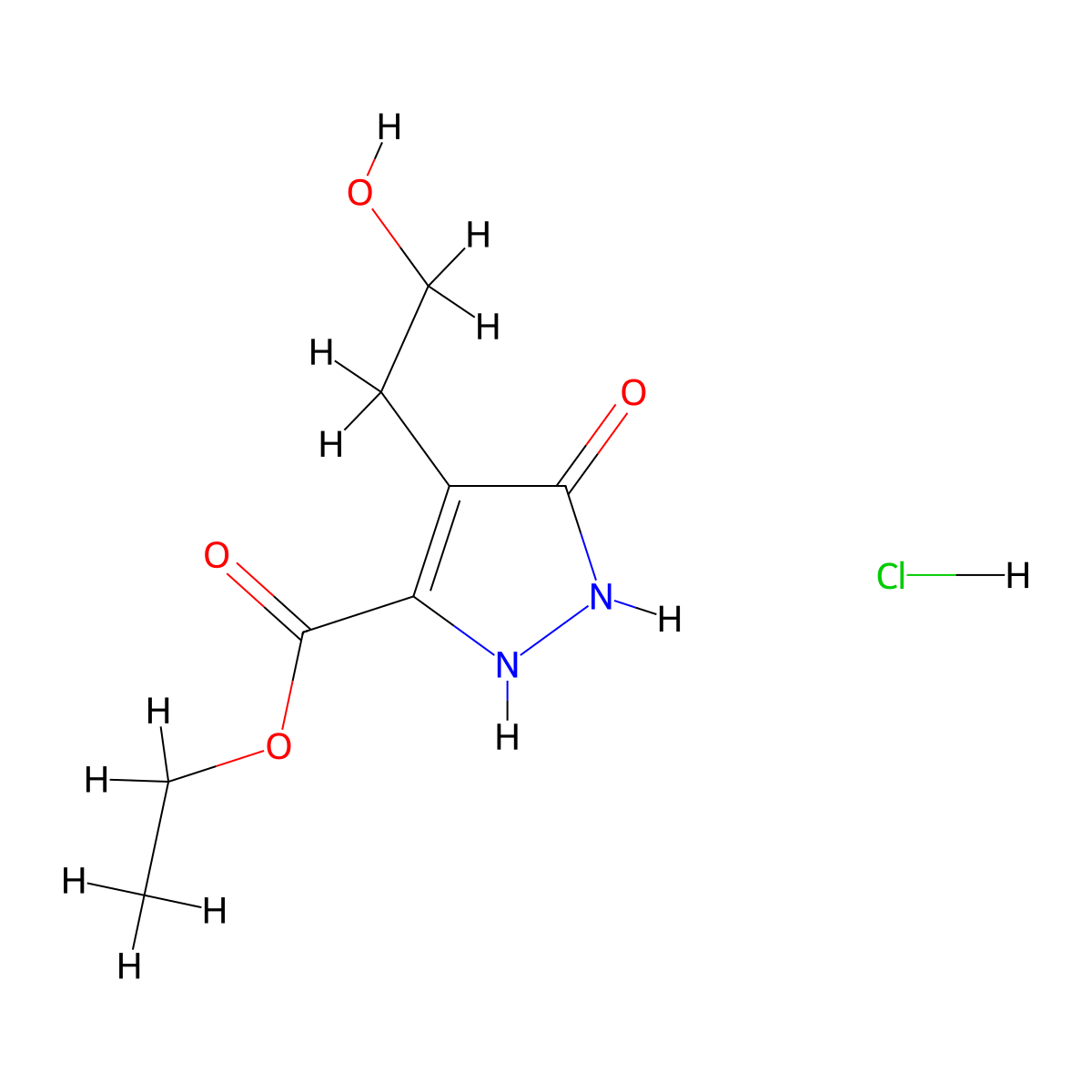 5-Hydroxy-4-(2-hydroxy-ethyl)-1H-pyrazole-3-carboxylic acid ethyl ester hydrochloride molecular structure, CAS 2716849-54-4