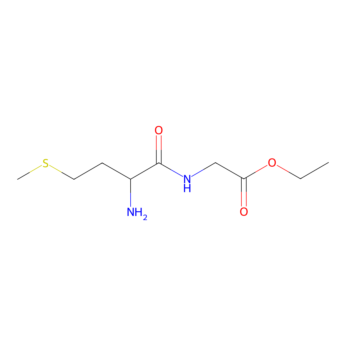 ethyl 2-[(2S)-2-amino-4-(methylsulfanyl)butanamido]acetate molecular structure, CAS 27169-16-0