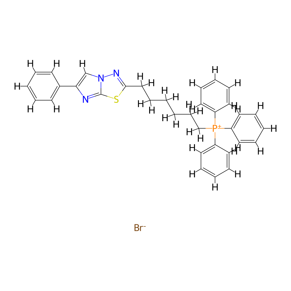 Triphenyl-[6-(6-phenylimidazo[2,1-b][1,3,4]thiadiazol-2-yl)hexyl]phosphanium bromide molecular structure, CAS 2716909-84-9