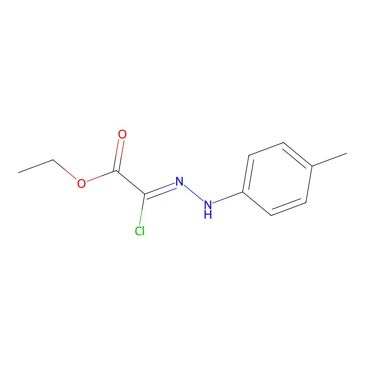 Ethyl 2-chloro-2-[2-(4-methylphenyl)hydrazono]-acetate molecular structure, CAS 27171-88-6
