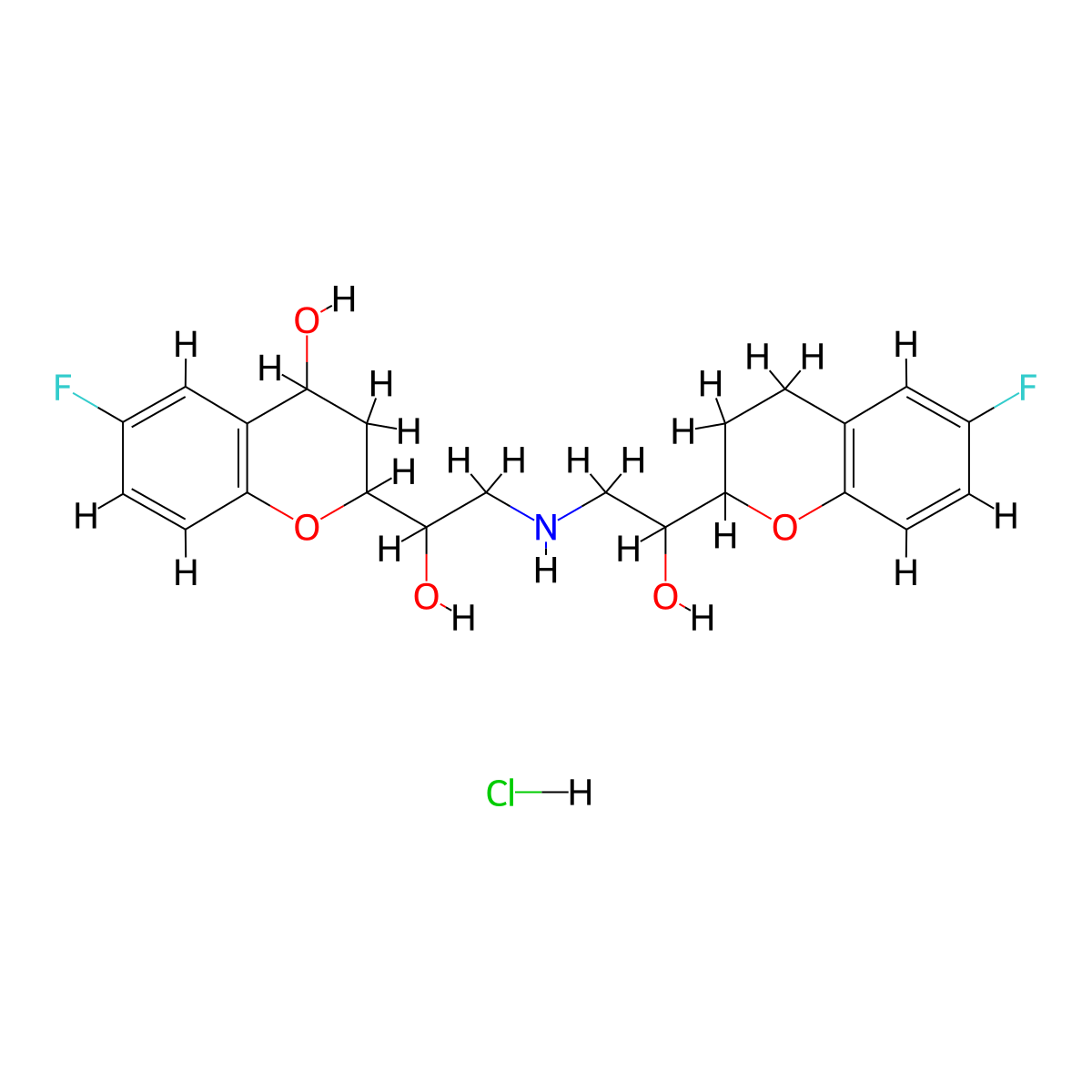 4-hydroxy Nebivolol (hydrochloride) molecular structure, CAS 2717115-85-8