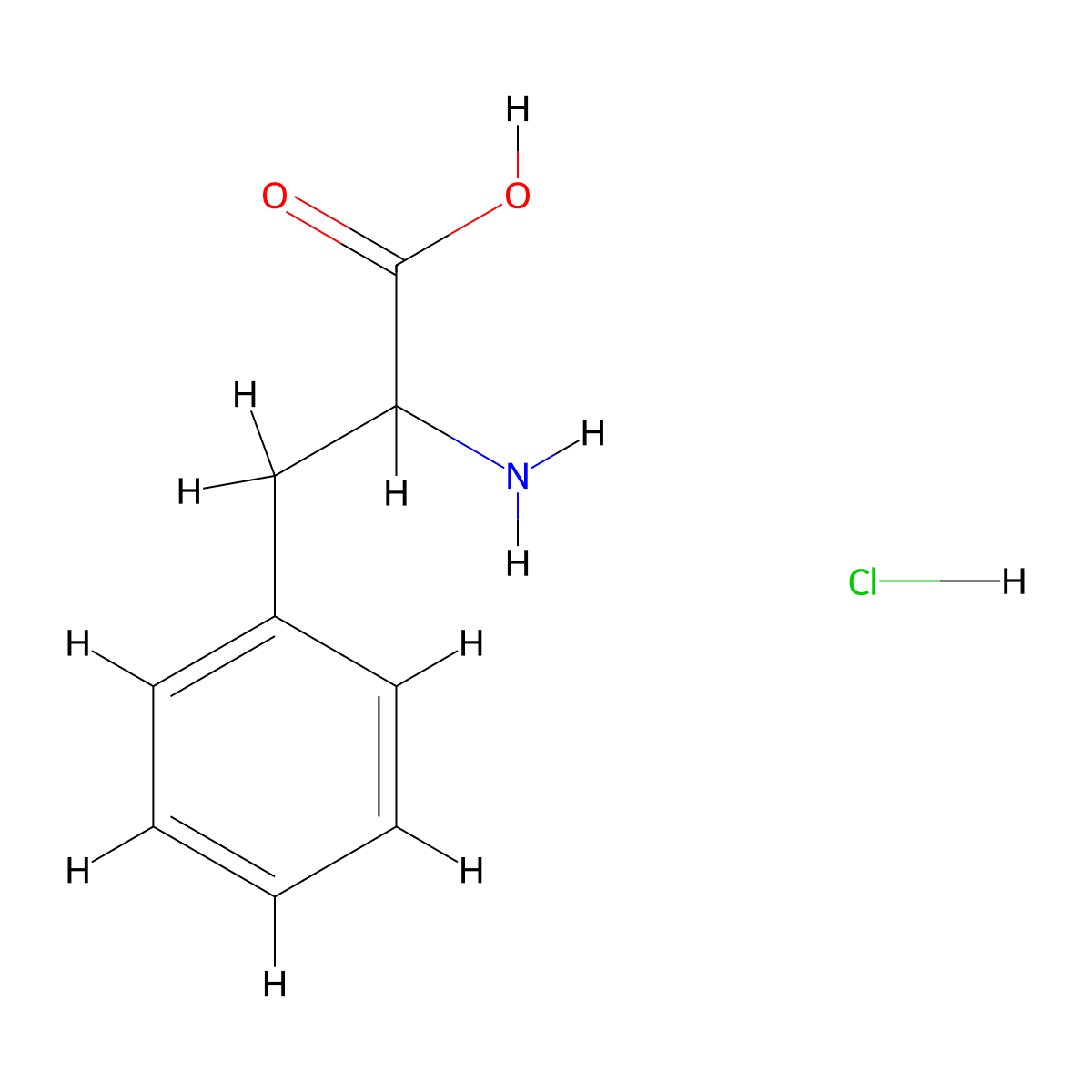 Phenylalanine, hydrochloride (1:1) molecular structure, CAS 27172-85-6