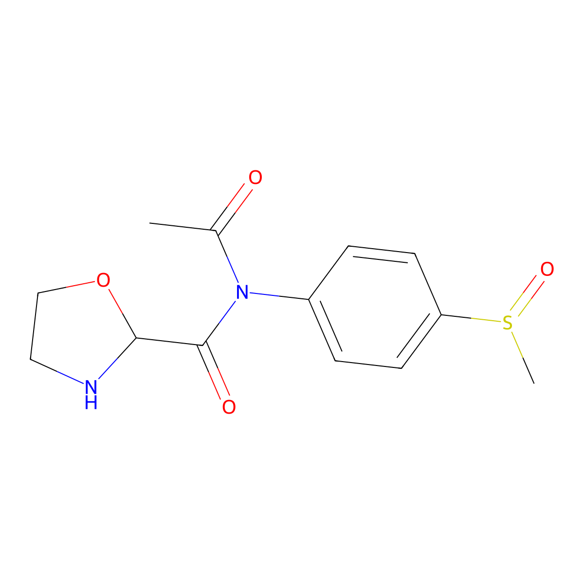 N-acetyl-N-(4-methylsulfinylphenyl)-1,3-oxazolidine-2-carboxamide molecular structure, CAS 2717555-79-6