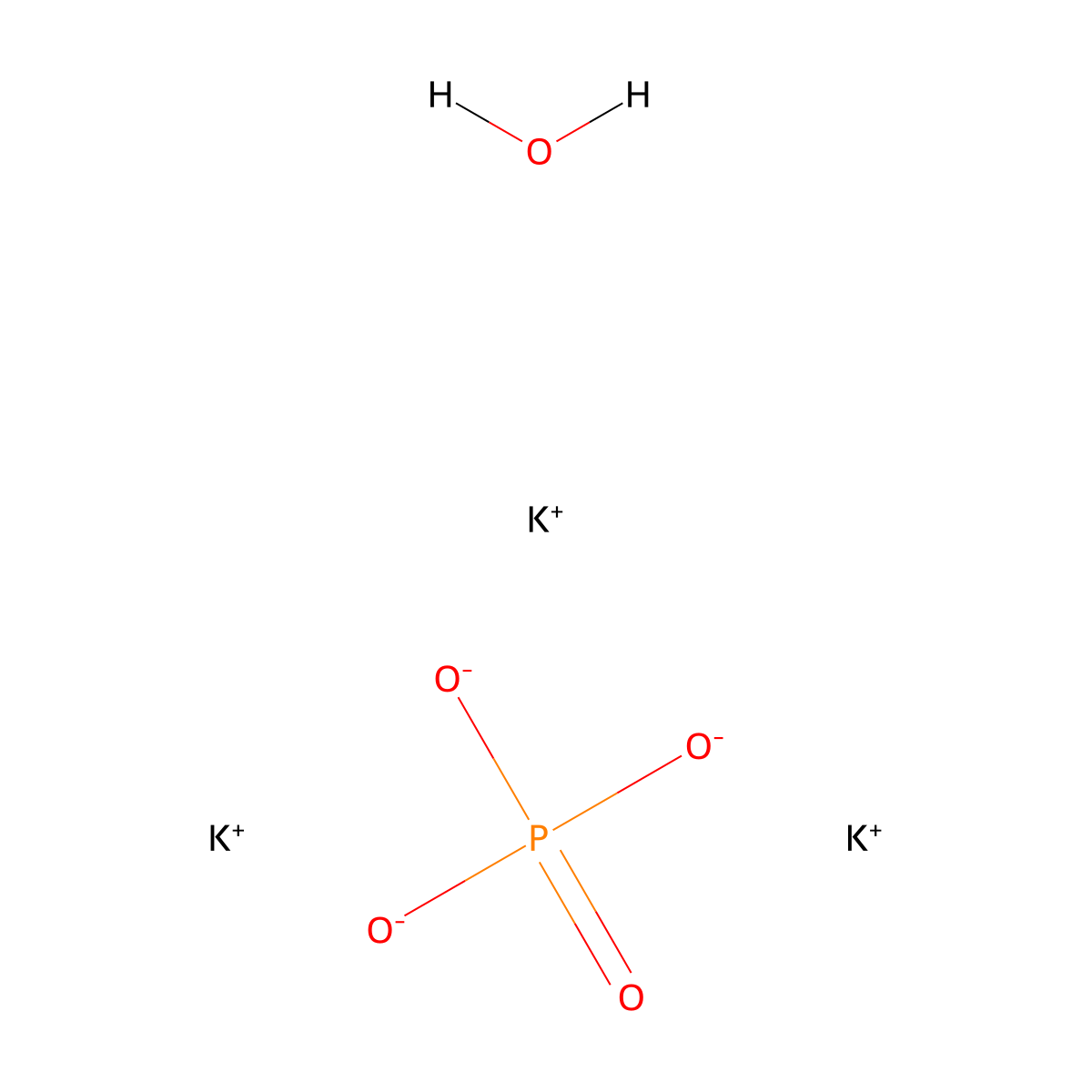 Potassium phosphate, tribasic, monohydrate molecular structure, CAS 27176-10-9