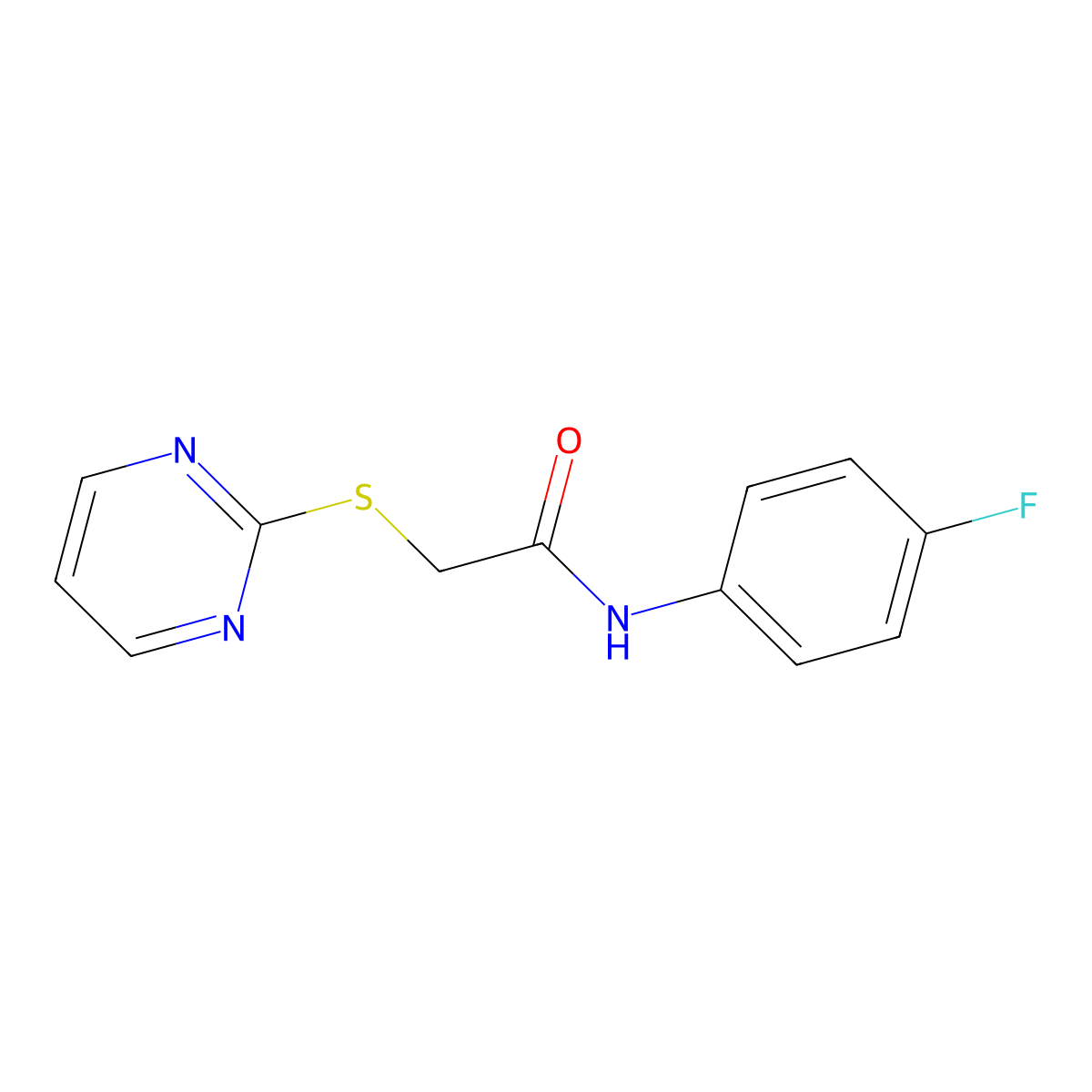 N-(4-fluorophenyl)-2-(2-pyrimidinylsulfanyl)acetamide molecular structure, CAS 271772-48-6