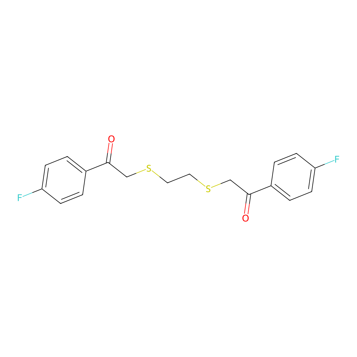 1-(4-Fluorophenyl)-2-[2-[2-(4-fluorophenyl)-2-oxoethyl]sulfanylethylsulfanyl]ethanone molecular structure, CAS 271772-52-2