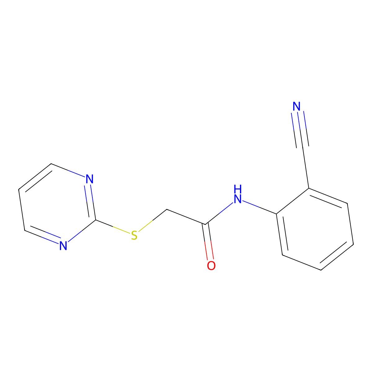 N-(2-Cyanophenyl)-2-(2-pyrimidinylthio)acetamide molecular structure, CAS 271772-58-8