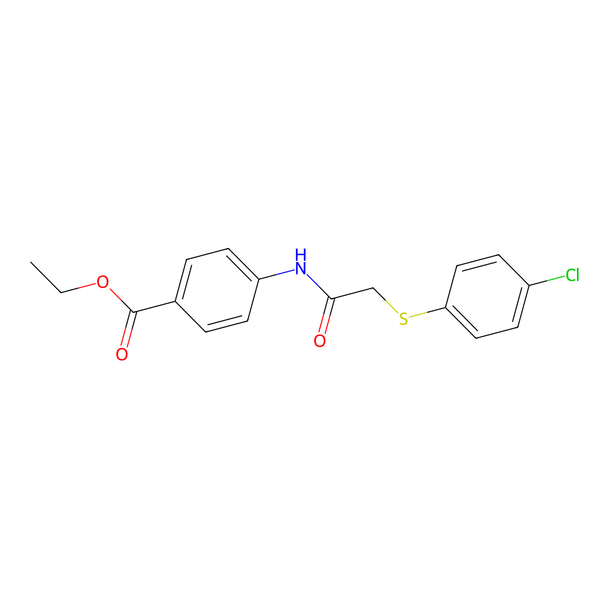 Ethyl 4-(2-((4-chlorophenyl)thio)acetamido)benzoate molecular structure, CAS 271775-41-8