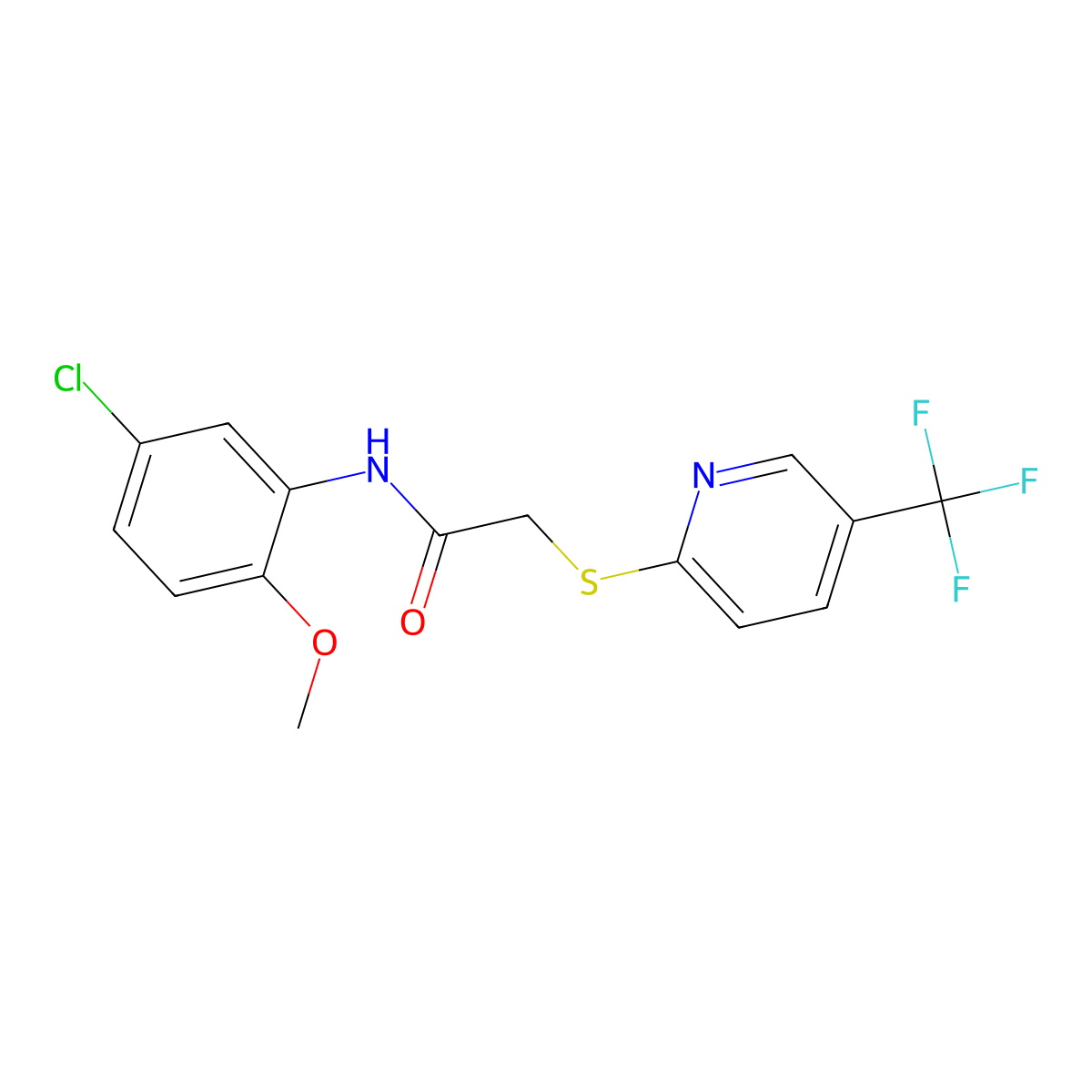 N-(5-Chloro-2-methoxyphenyl)-2-[[5-(trifluoromethyl)-2-pyridinyl]thio]acetamide molecular structure, CAS 271775-44-1