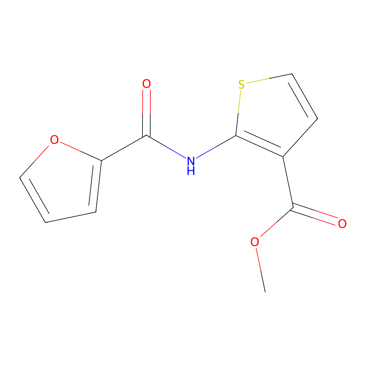 Methyl 2-(furan-2-carboxamido)thiophene-3-carboxylate molecular structure, CAS 271778-22-4