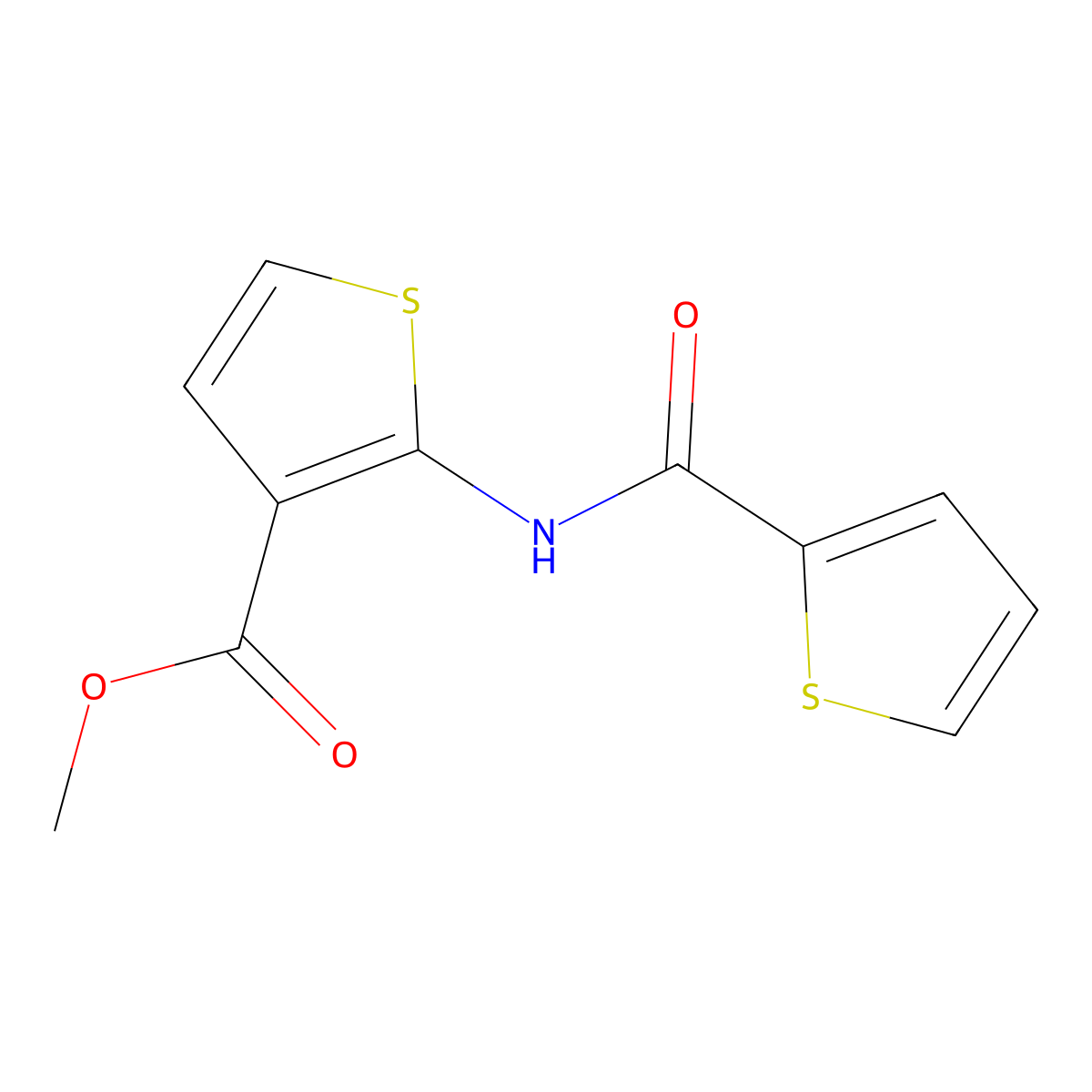 Methyl 2-[(2-thienylcarbonyl)amino]thiophene-3-carboxylate molecular structure, CAS 271778-23-5