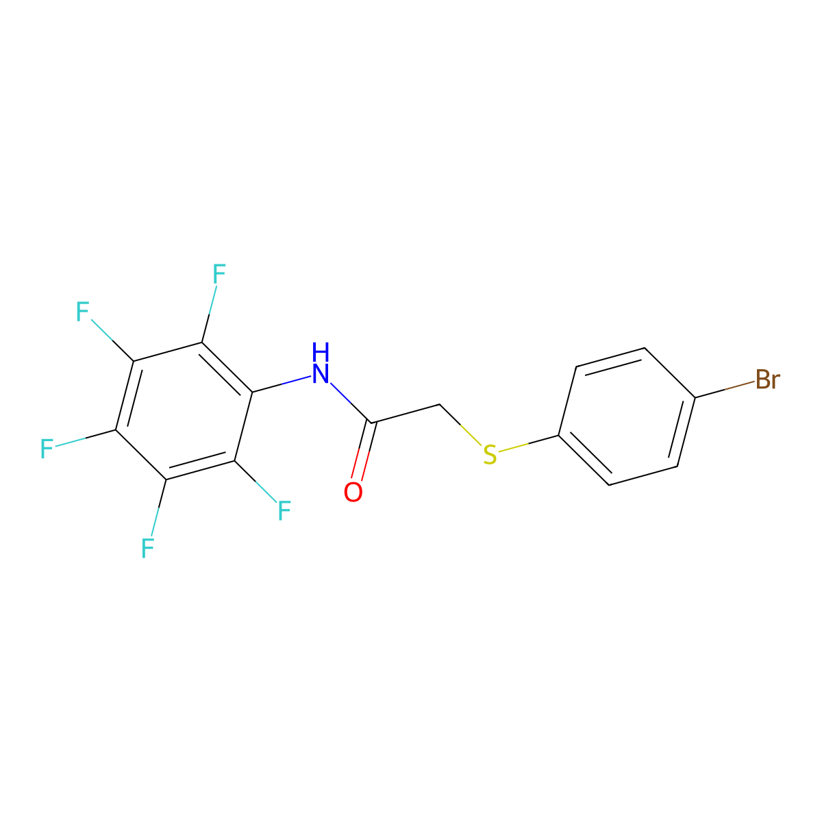 N1-(2,3,4,5,6-pentafluorophenyl)-2-[(4-bromophenyl)thio]acetamide molecular structure, CAS 271798-47-1