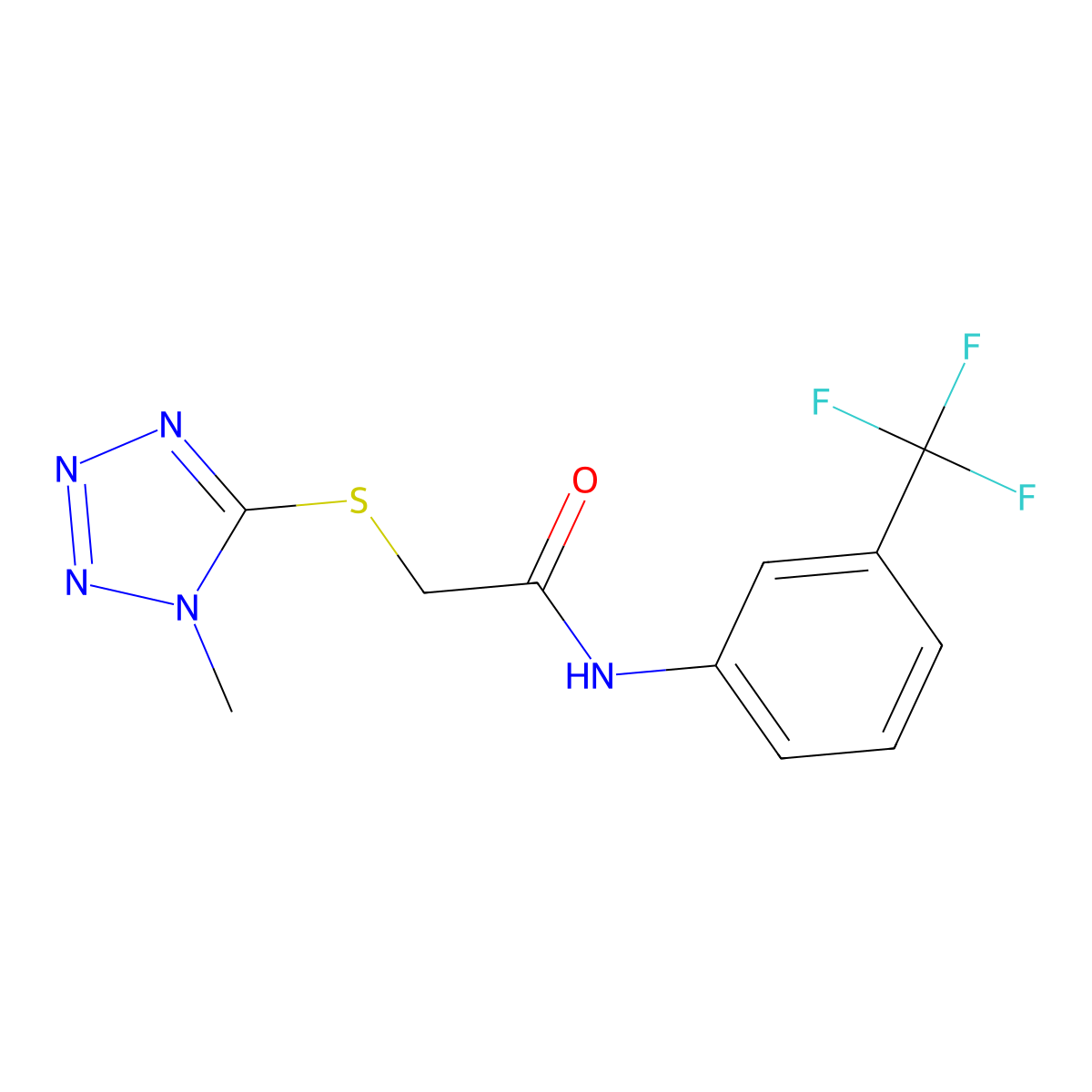 2-[(1-methyl-1H-1,2,3,4-tetrazol-5-yl)sulfanyl]-N-[3-(trifluoromethyl)phenyl]acetamide molecular structure, CAS 271798-73-3