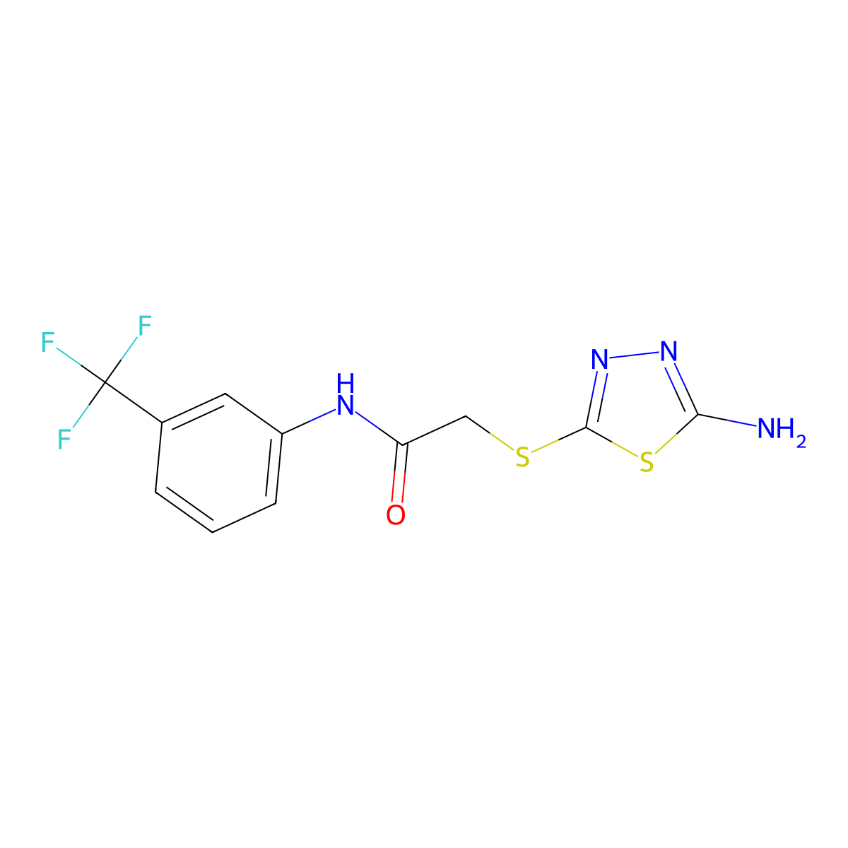 2-[(5-amino-1,3,4-thiadiazol-2-yl)sulfanyl]-N-[3-(trifluoromethyl)phenyl]acetamide molecular structure, CAS 271798-74-4