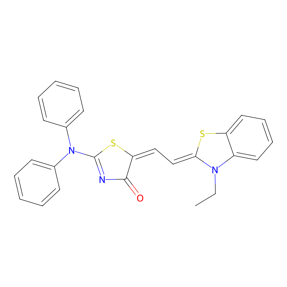 2-(Diphenylamino)-5-((3-ethyl-3H-benzothiazol-2-ylidene)ethylidene)thiazol-4(5H)-one molecular structure, CAS 2718-78-7