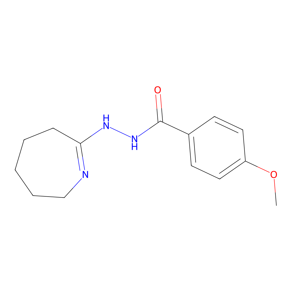 4-methoxy-N'-(3,4,5,6-tetrahydro-2H-azepin-7-yl)benzohydrazide molecular structure, CAS 27182-41-8