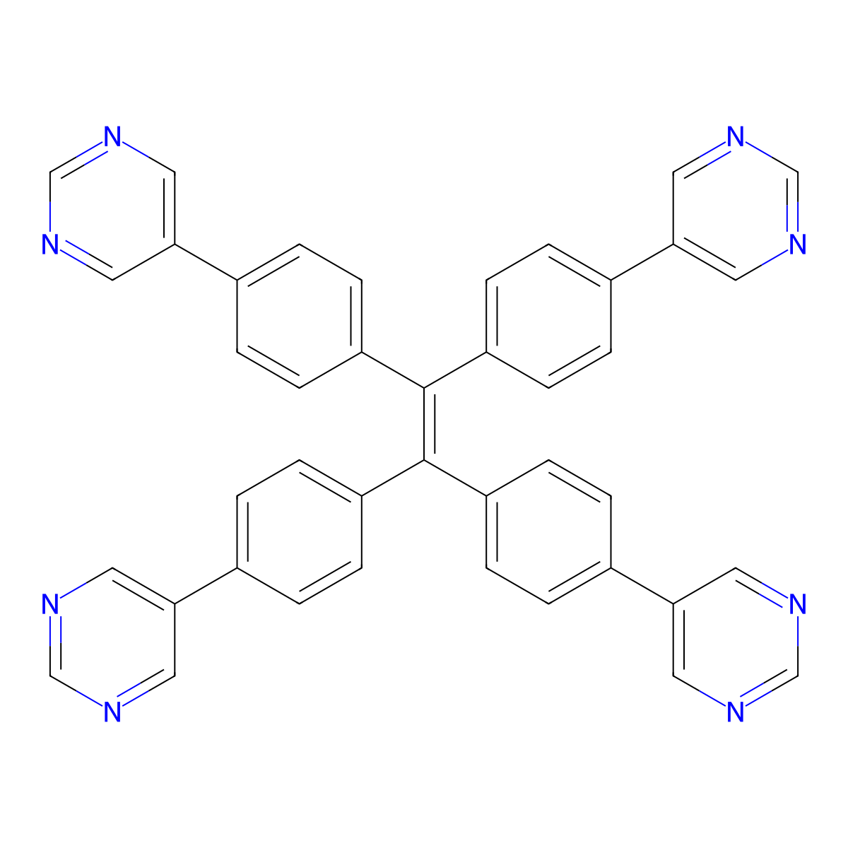 1,1,2,2-Tetrakis(4-(pyrimidin-5-yl)phenyl)ethene molecular structure, CAS 2718219-19-1