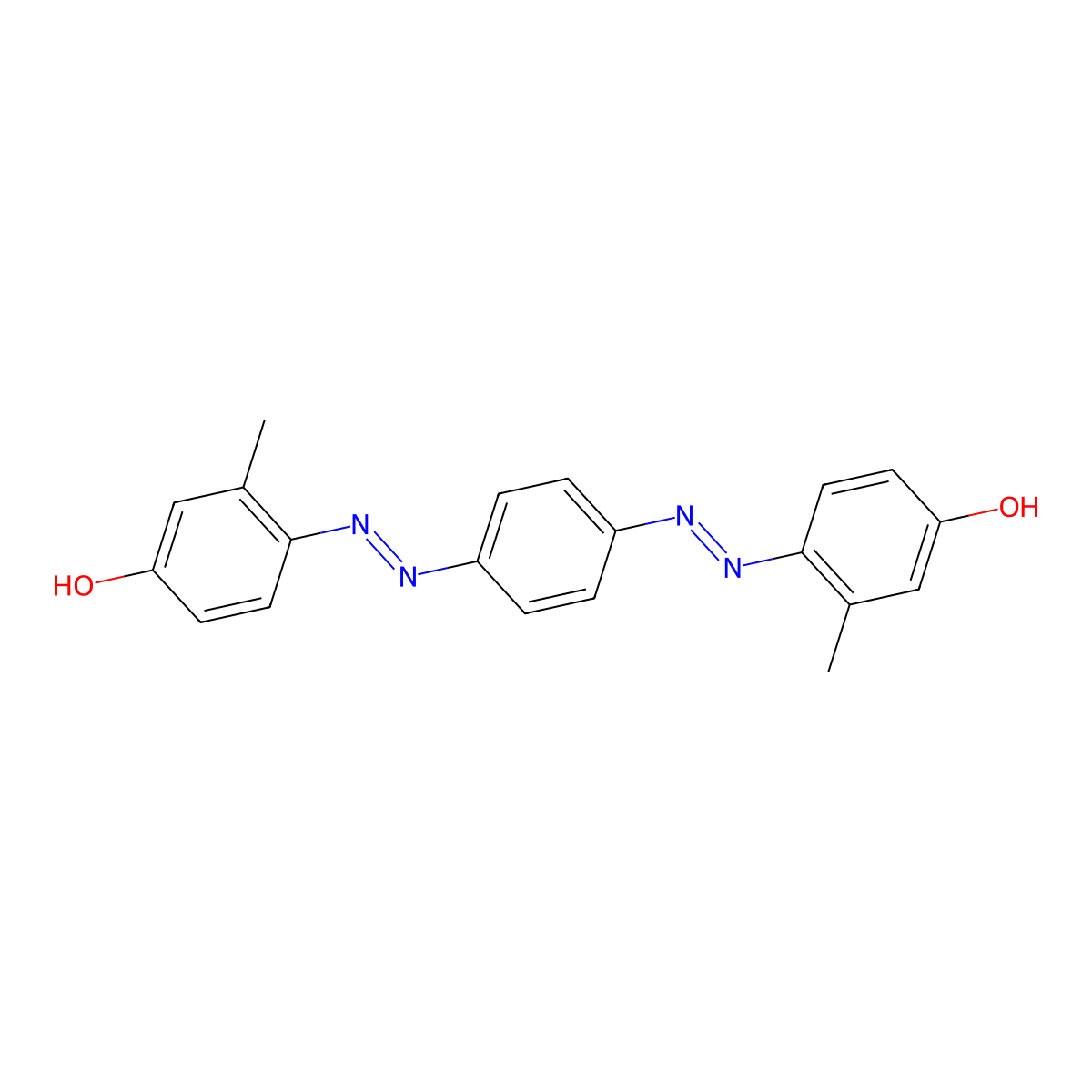 Phenol, 4,4'-(1,4-phenylenebis(2,1-diazenediyl))bis(3-methyl- molecular structure, CAS 27184-69-6