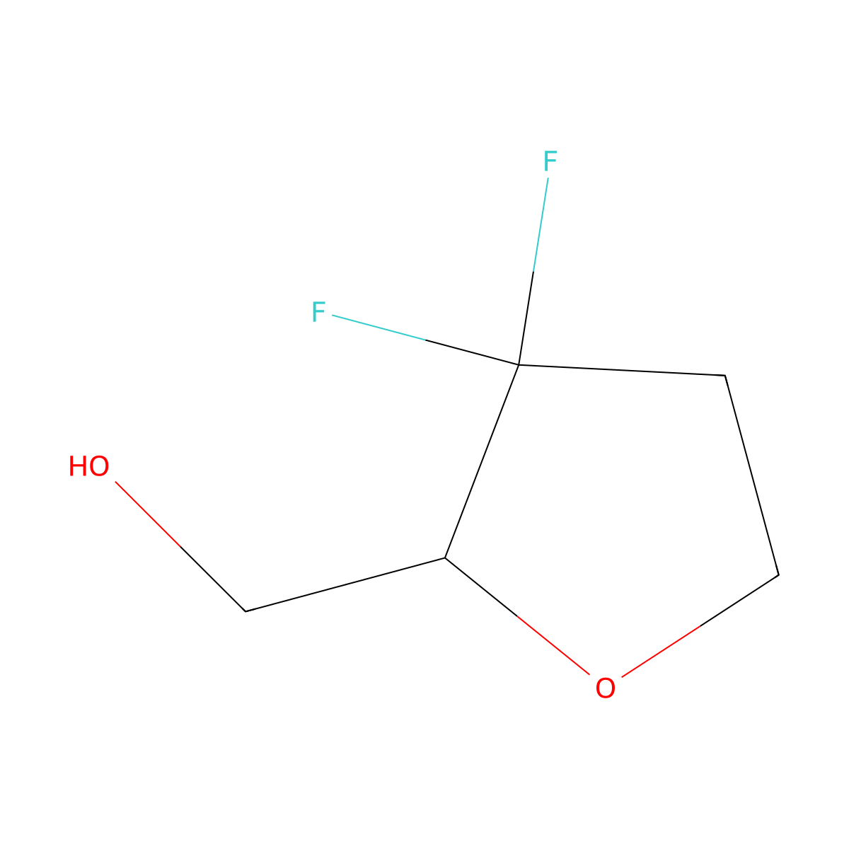 (3,3-Difluorotetrahydrofuran-2-YL)methanol molecular structure, CAS 2718966-09-5