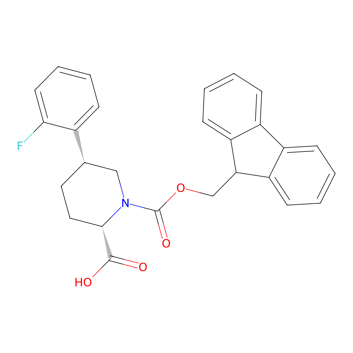 (2S,5R)-1-(((9H-fluoren-9-yl)methoxy)carbonyl)-5-(2-fluorophenyl)piperidine-2-carboxylic acid molecular structure, CAS 2718998-64-0