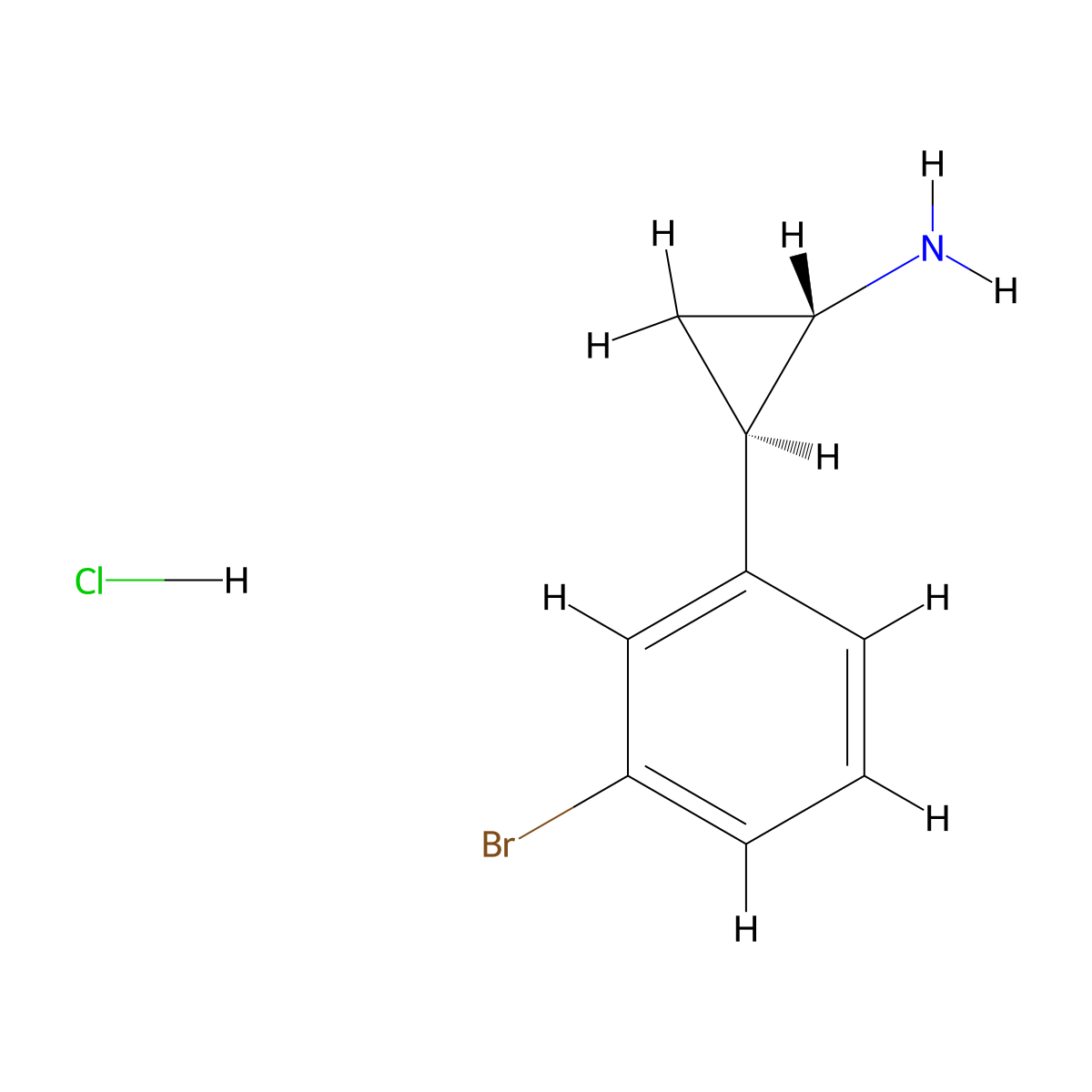(1S,2R)-2-(3-bromophenyl)cyclopropanamine hydrochloride molecular structure, CAS 2718998-70-8