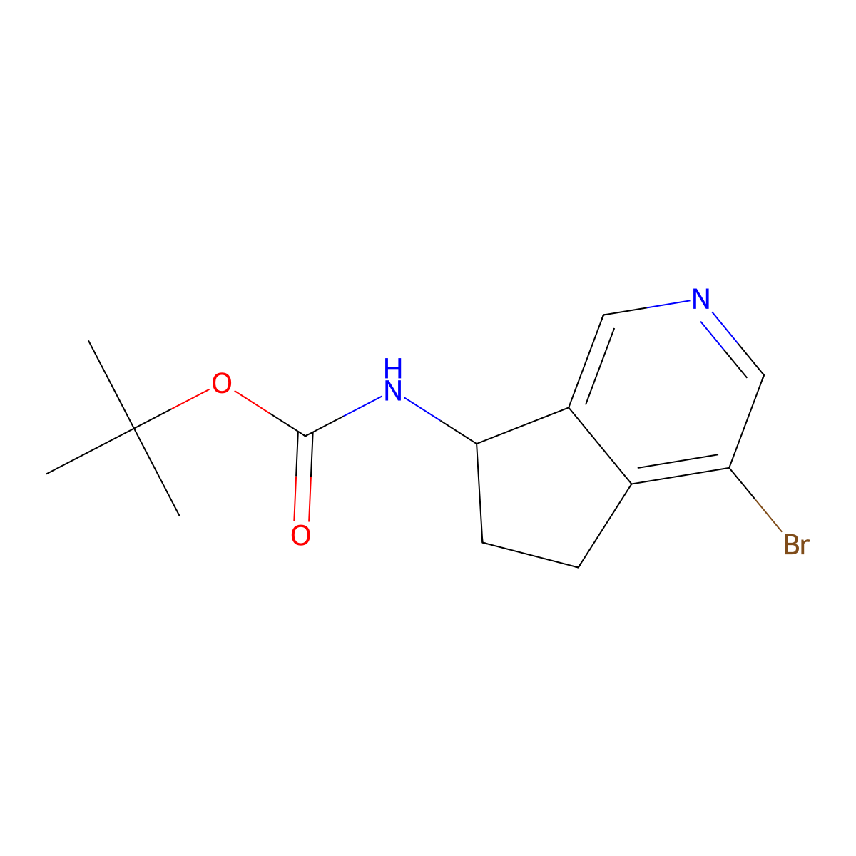 tert-butyl (S)-(4-bromo-6,7-dihydro-5H-cyclopenta[c]pyridin-7-yl)carbamate molecular structure, CAS 2718999-47-2