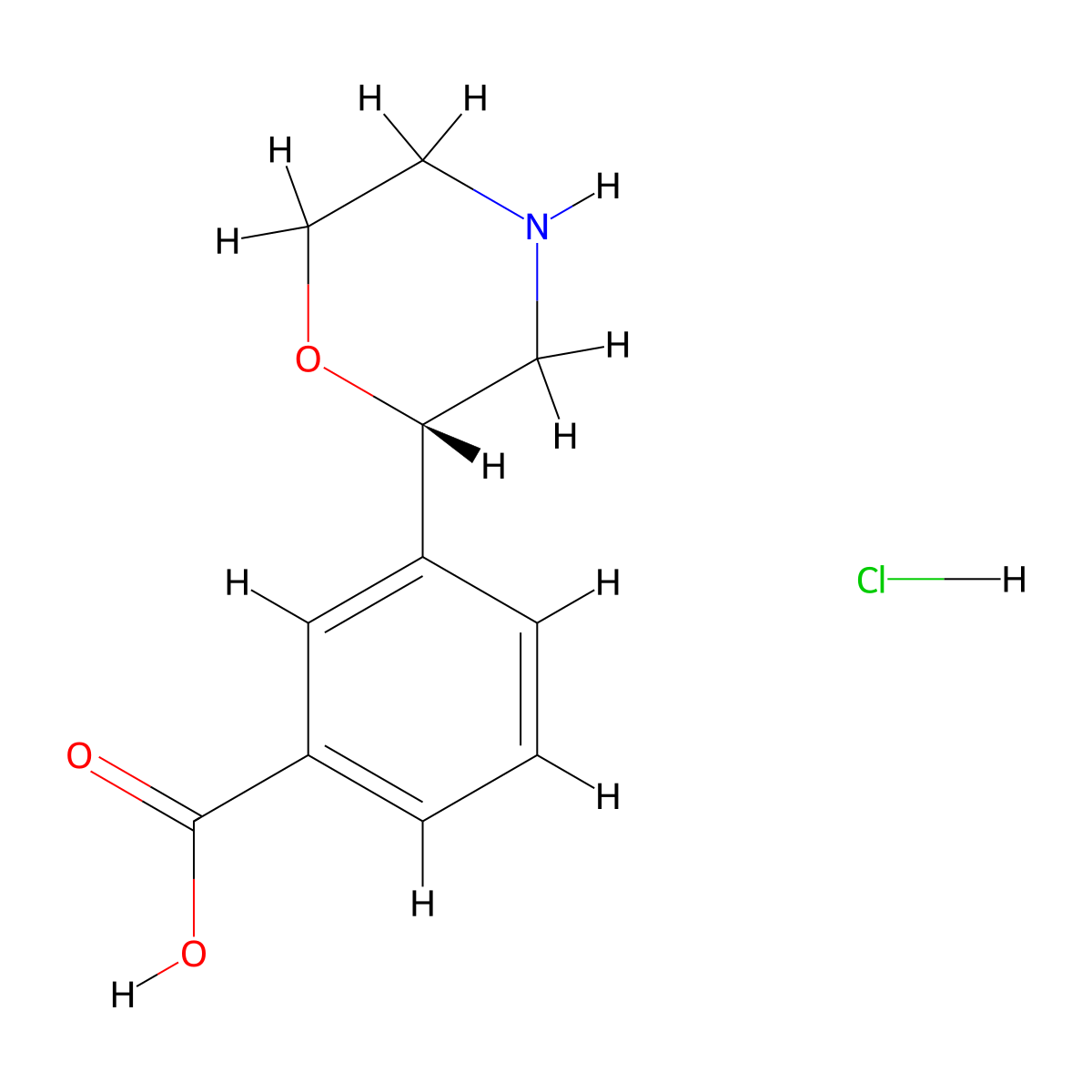 3-[(2S)-morpholin-2-yl]benzoic acid;hydrochloride molecular structure, CAS 2718999-78-9