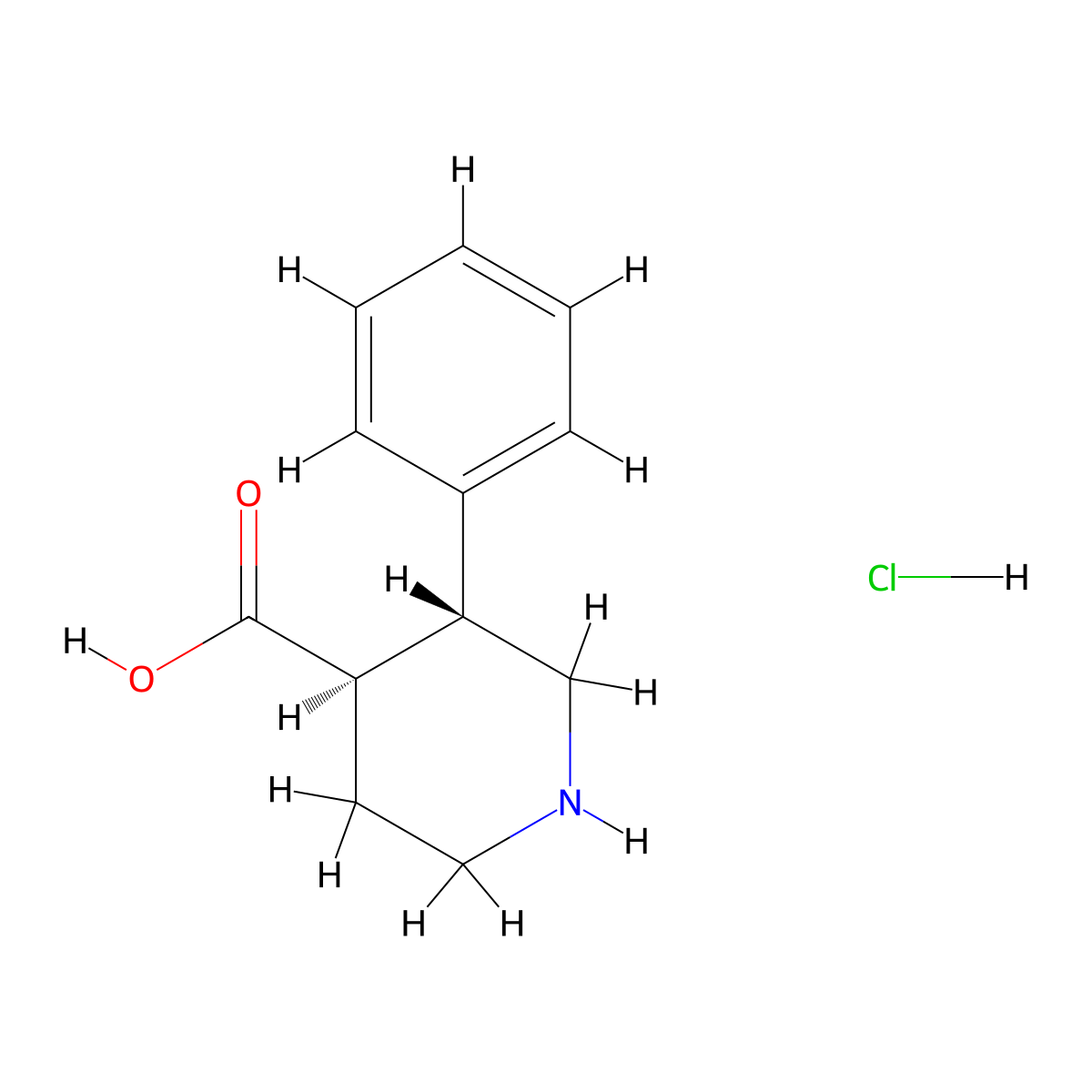 (3R,4R)-3-Phenylpiperidine-4-carboxylic acid hydrochloride molecular structure, CAS 2719003-08-2