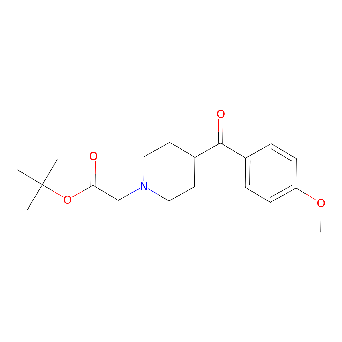 tert-Butyl 2-{4-[(4-methoxyphenyl)carbonyl]piperidin-1-yl}acetate molecular structure, CAS 2719031-28-2