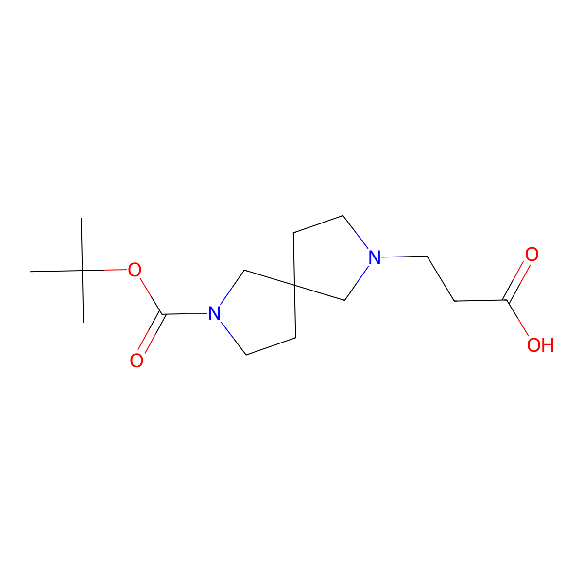3-(7-(tert-Butoxycarbonyl)-2,7-diazaspiro[4.4]nonan-2-yl)propanoic acid molecular structure, CAS 2719032-07-0