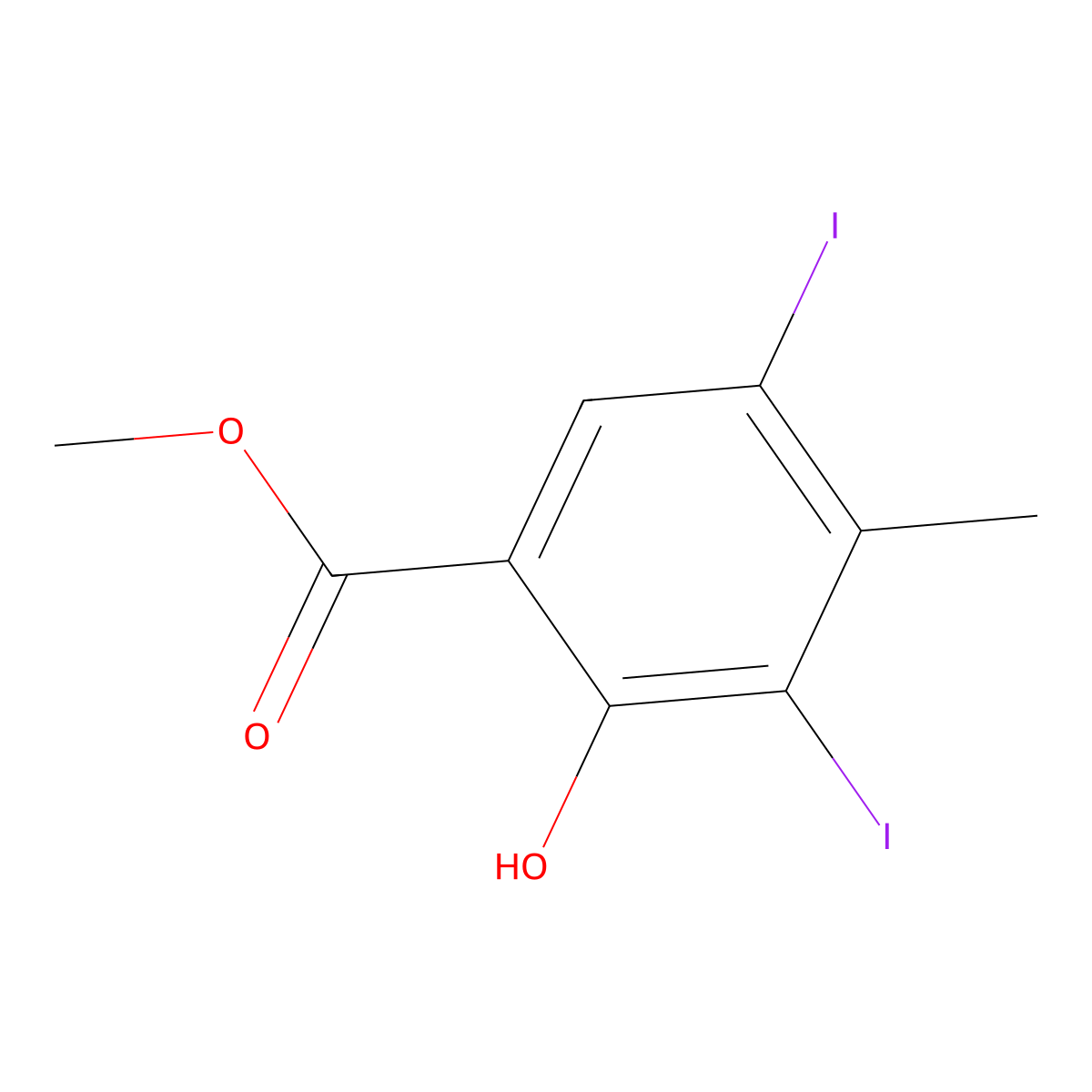 Methyl 2-hydroxy-3,5-diiodo-4-methylbenzoate molecular structure, CAS 2719062-56-1