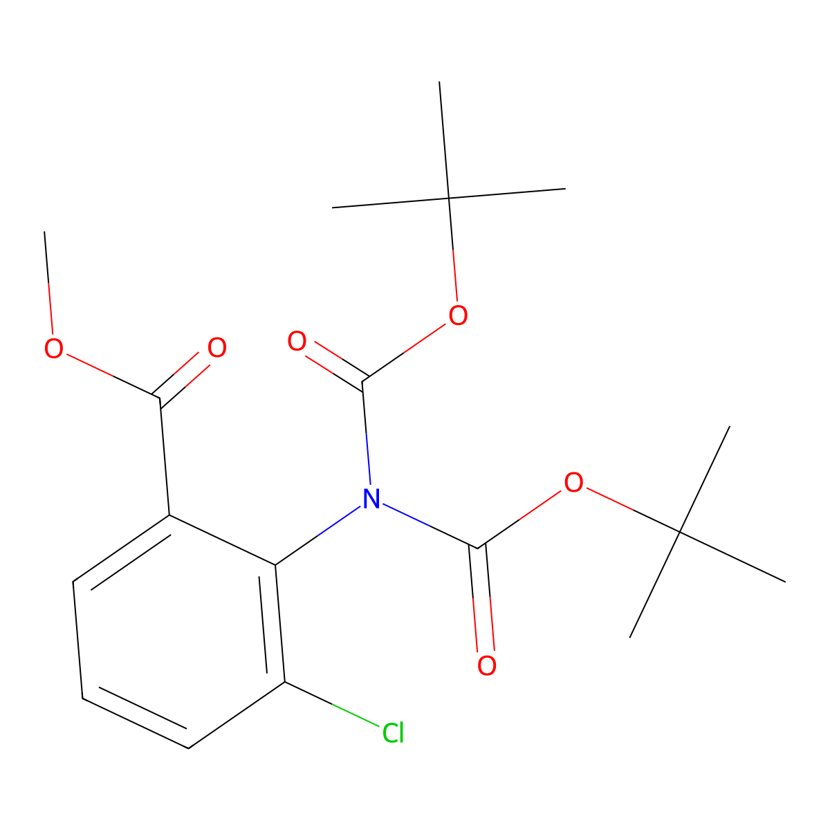 Methyl 2-{bis[(tert-butoxy)carbonyl]amino}-3-chlorobenzoate molecular structure, CAS 2719062-75-4