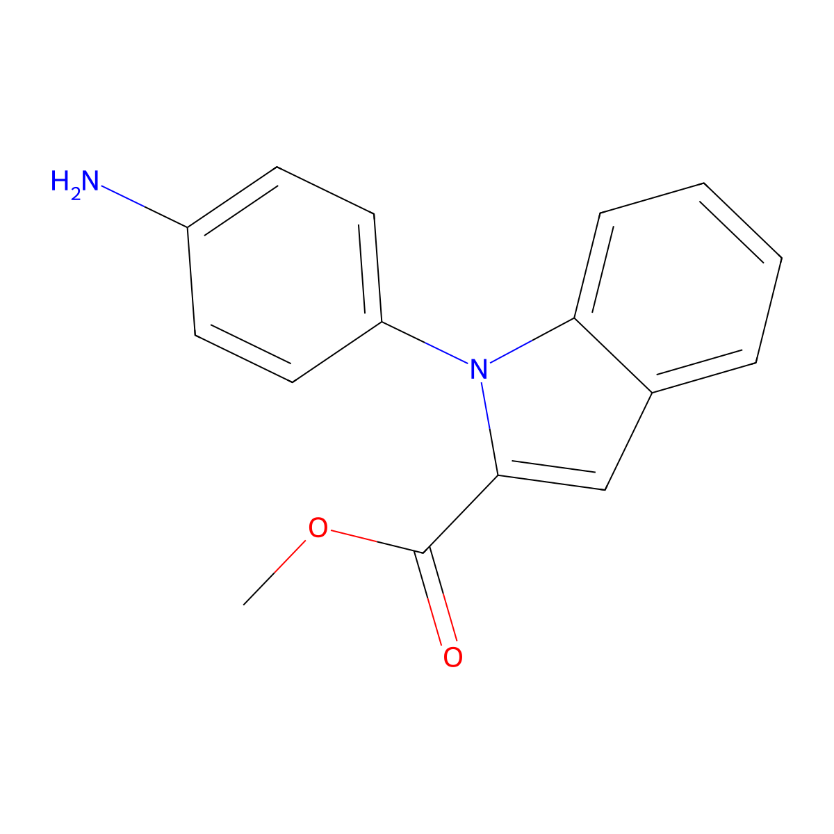 Methyl 1-(4-aminophenyl)indole-2-carboxylate molecular structure, CAS 2719062-80-1