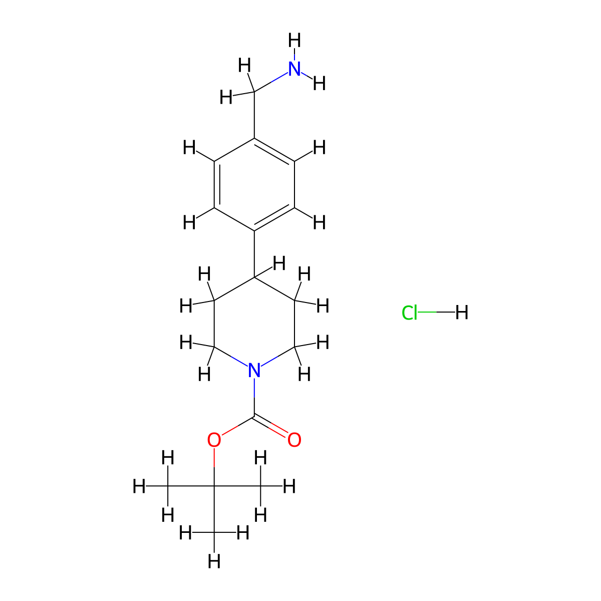 Tert-butyl 4-[4-(aminomethyl)phenyl]piperidine-1-carboxylate hydrochloride molecular structure, CAS 2719062-81-2